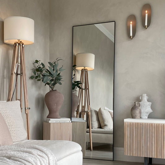 Rechthoekige Passpiegel Theo - Industriële Zwart Metalen Stijl - 179 x 60 cm